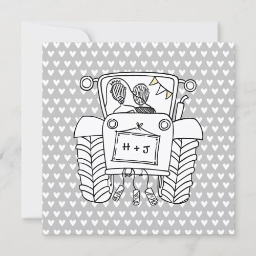 Custom Country Wedding Tractor Invitation