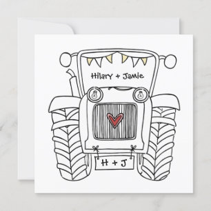 Custom Country Wedding Tractor Invitation