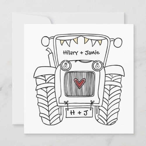 Custom Country Wedding Tractor Invitation