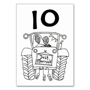 Custom Country Wedding Tractor Table Number