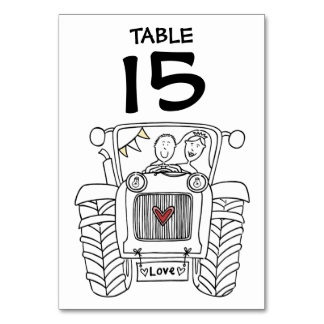 Custom Country Wedding Tractor Table Number