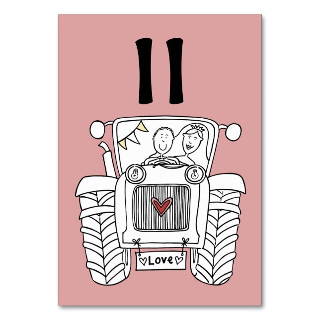 Custom Country Wedding Tractor Table Number (Front)