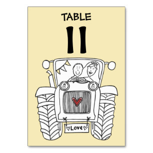 Custom Country Wedding Tractor Table Number