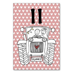 Custom Country Wedding Tractor Table Number