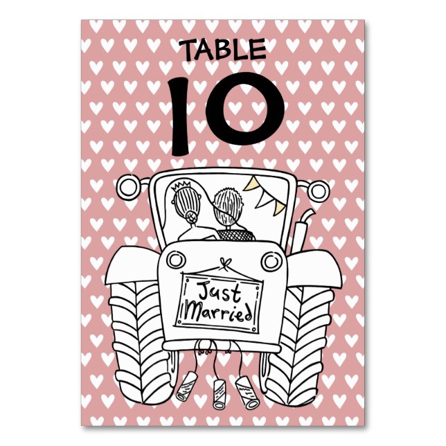 Custom Country Wedding Tractor Table Number (Front)