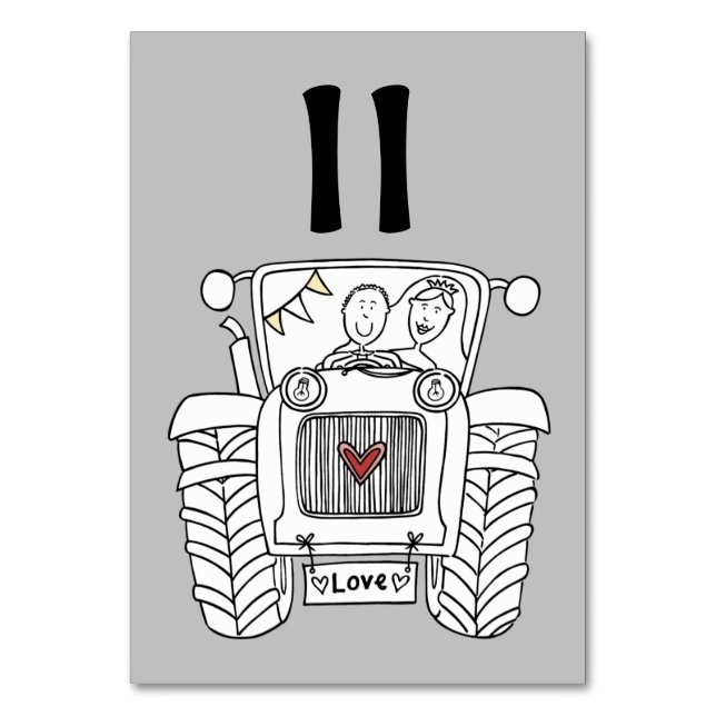 Custom Country Wedding Tractor Table Number (Front)
