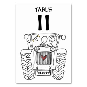 Custom Country Wedding Tractor Table Number