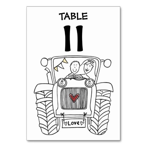 Custom Country Wedding Tractor Table Number