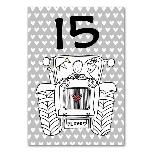 Custom Country Wedding Tractor Table Number (Front)