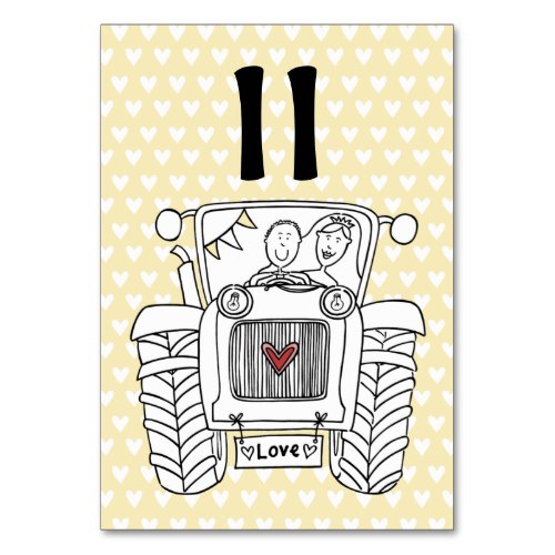 Custom Country Wedding Tractor Table Number