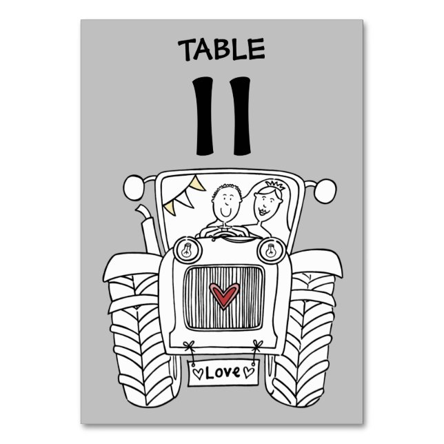 Custom Country Wedding Tractor Table Number (Front)