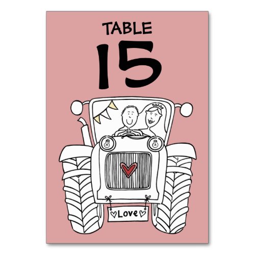 Custom Country Wedding Tractor Table Number