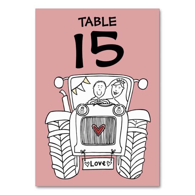Custom Country Wedding Tractor Table Number (Front)