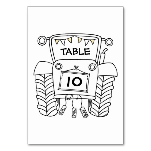Custom Country Wedding Tractor Table Number