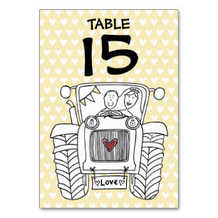 Custom Country Wedding Tractor Table Number