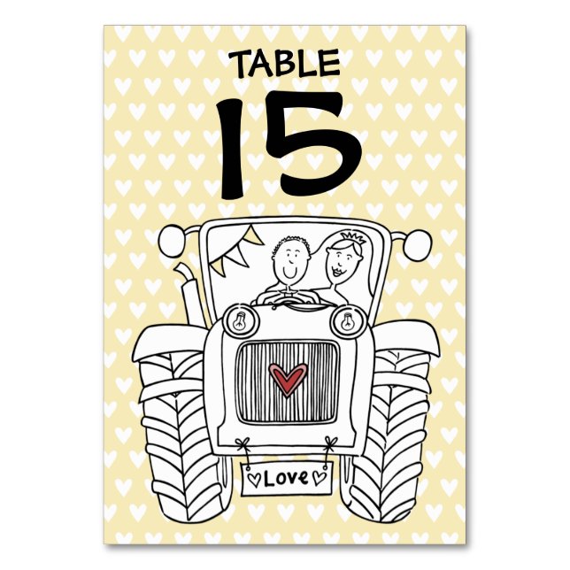 Custom Country Wedding Tractor Table Number (Front)