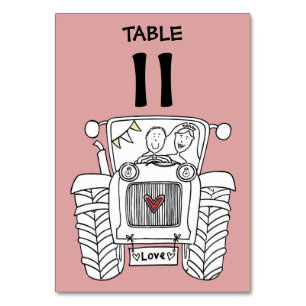 Custom Country Wedding Tractor Table Number