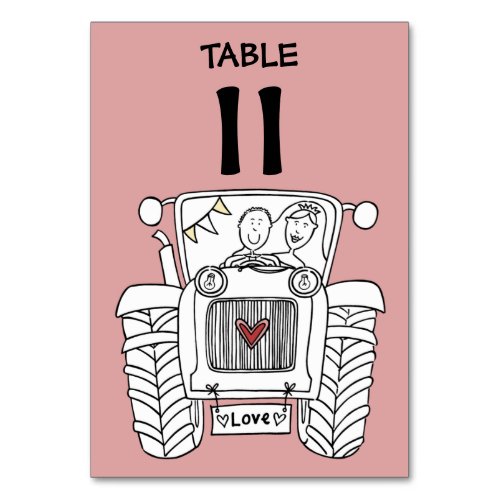 Custom Country Wedding Tractor Table Number