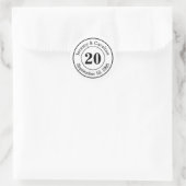 Custom Couple 20th Wedding Anniversary Modern Classic Round Sticker (Bag)