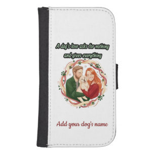 Custom Couple And Golden Retriever Portrait Galaxy S4 Wallet Case