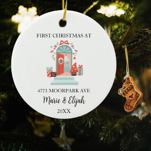 Custom Couple First Christmas Ceramic Ornament