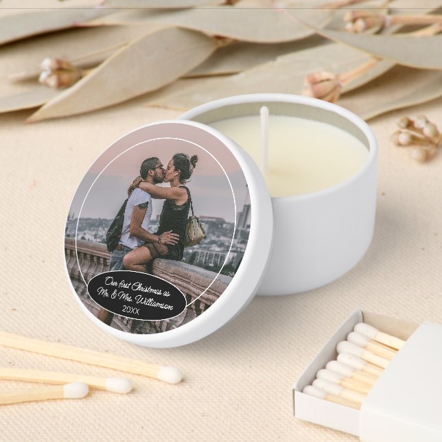 Custom Couple First Christmas Classic Personalized Mini Candle Favors (Insitu)