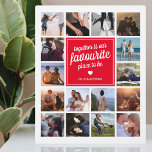 Custom Couple Gift | Photo Collage Plaque<br><div class="desc">Personalized couple/newlyweds picture plaque featuring a crisp white background that can be changed to any color,  16 photos of your choice,  a red square with the couples name,  a white heart symbol,  and the sweet text that reads "together is our favourite place to be".</div>