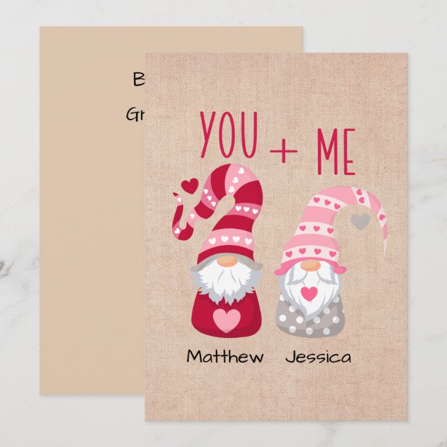 Custom Couple Gnome Valentine Holiday Card (Front/Back)