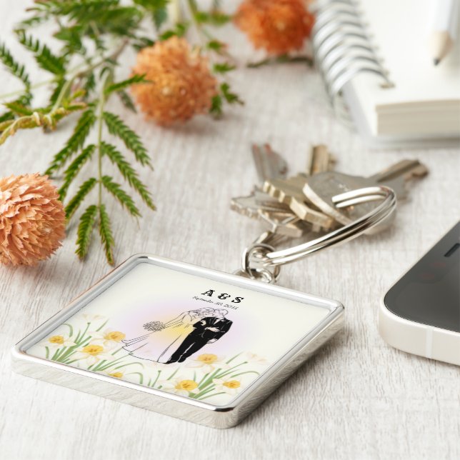 Custom Couple Illustration Gift– Keychain (Side)