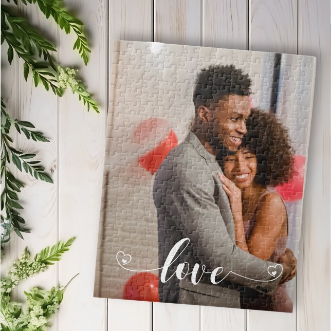 Custom Couple Love Handwritten Photo Gift Jigsaw Puzzle (Creator Uploaded)