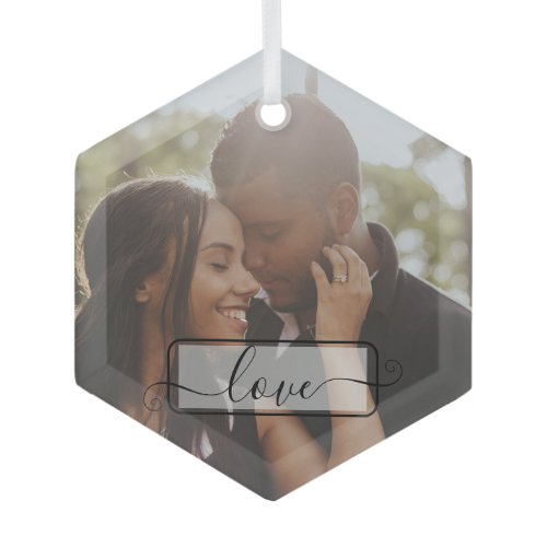 Custom Couple Love Photo Personalized Glass Ornament