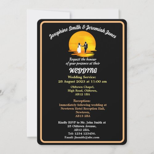 Custom Couple Marriage Sunset Wedding Invitation