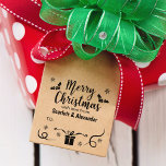 Custom Couple Merry Christmas with love,  Rubber Stamp<br><div class="desc">This christmas design features a gift and ornaments with couple names.</div>