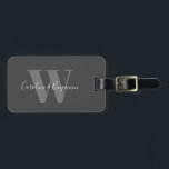 Custom Couple Name Calligraphy Monogrammed Black Luggage Tag<br><div class="desc">Custom Couple Name Calligraphy Monogrammed Black and Gray Luggage Tag</div>