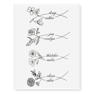 Custom Couple Name Floral Temporary Tattoo