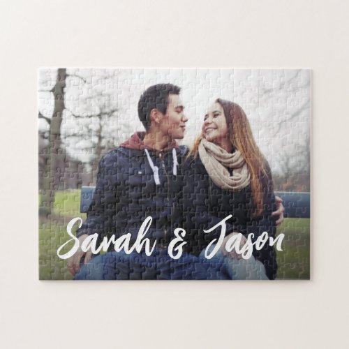 Custom Couple Names and Custom Photo Jigsaw Puzzle