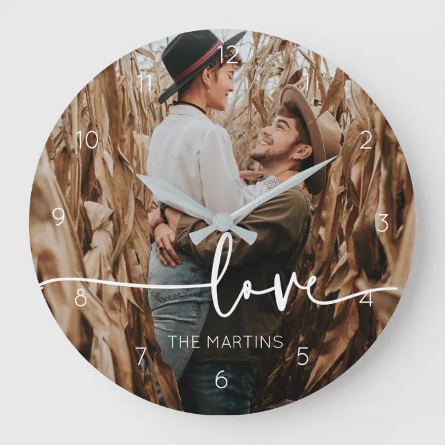 Custom Couple Newly Wed Photo Gift Large Clock | Zazzle
