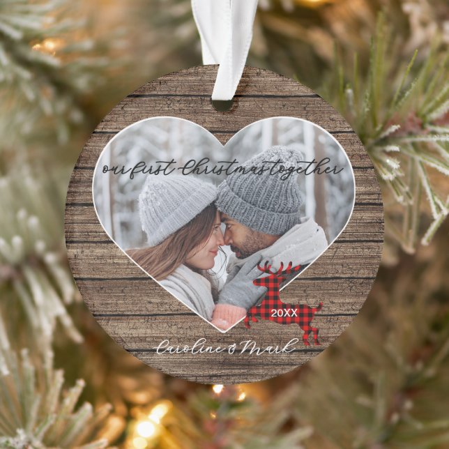 Custom Couple Our First Christmas Holiday Ornament (Tree)