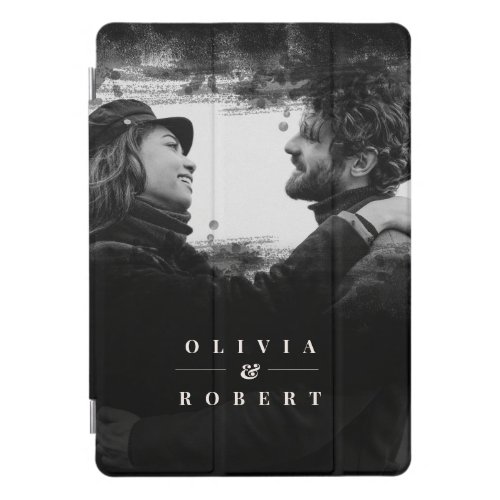 Custom Couple Photo and Names Black abstract iPad Pro Cover
