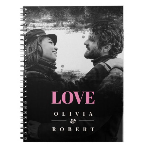 Custom Couple Photo and Names Black abstract Notebook