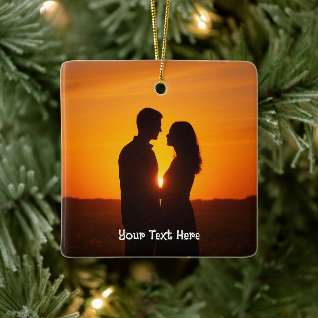 Custom Couple Photo Ceramic Ornament (Tree)