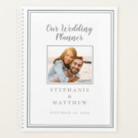 Custom Couple Photo Chic Gray & White Wedding Planner<br><div class="desc">Get organized for your wedding with this modern wedding planner! Design features a simple contemporary minimalist design with a double frame border in trending dusty blue on a crisp white background. Add your favorite engagement picture and future wedding date to customize your details in chic lettering and script. The back...</div>