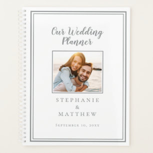 Custom Couple Photo Chic Gray & White Wedding Planner