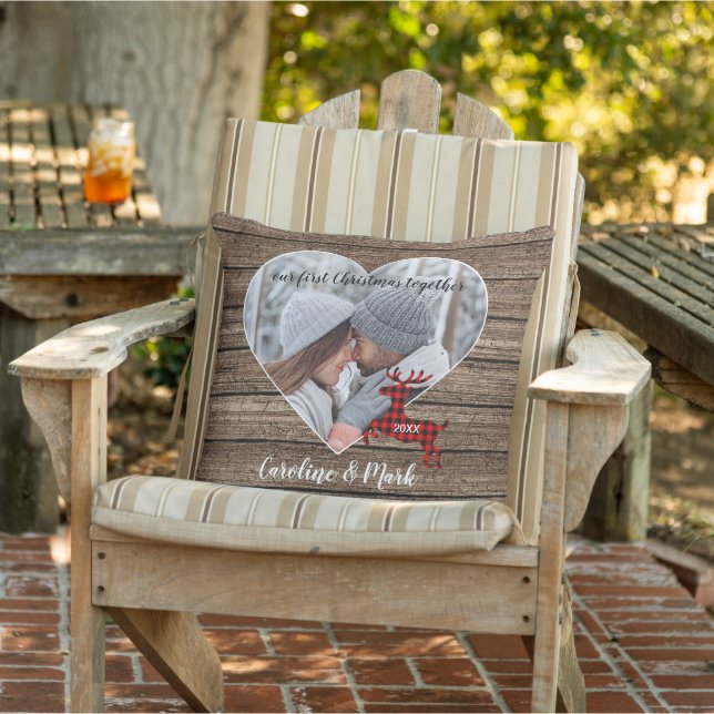 Custom Couple Photo Christmas Personalized Outdoor Pillow (Chair)