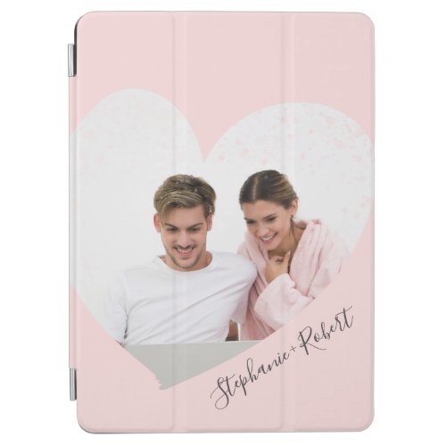 Custom Couple Photo Heart Blush Pink  iPad Air Cover