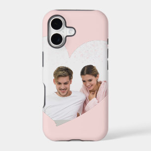 Custom Couple Photo Heart Blush Pink iPhone 17 Case