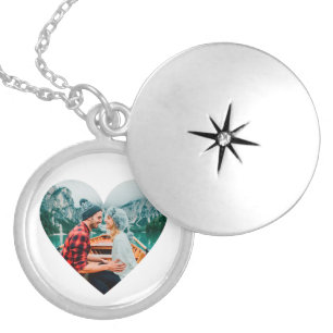 Custom Couple Photo Heart Locket Necklace