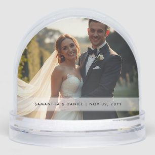 Custom Couple Photo & Name Bride Groom Wedding Snow Globe