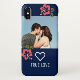 Custom Couple Photo | Personalized Text | Floral iPhone X Case