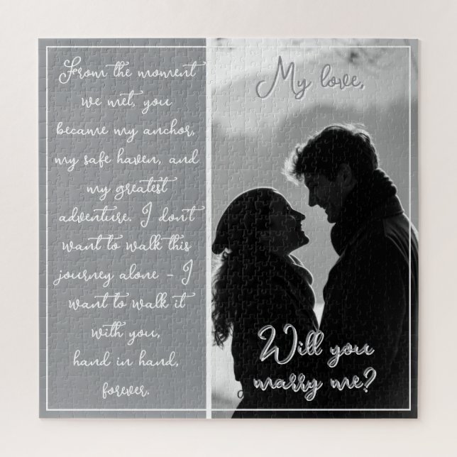Custom Couple Photo Proposal Will You Marry Me Jigsaw Puzzle (Vertical)